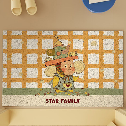 卡通星星精灵地垫丝圈免清洗垫进门垫入户可裁剪家用耐脏刮土脚垫