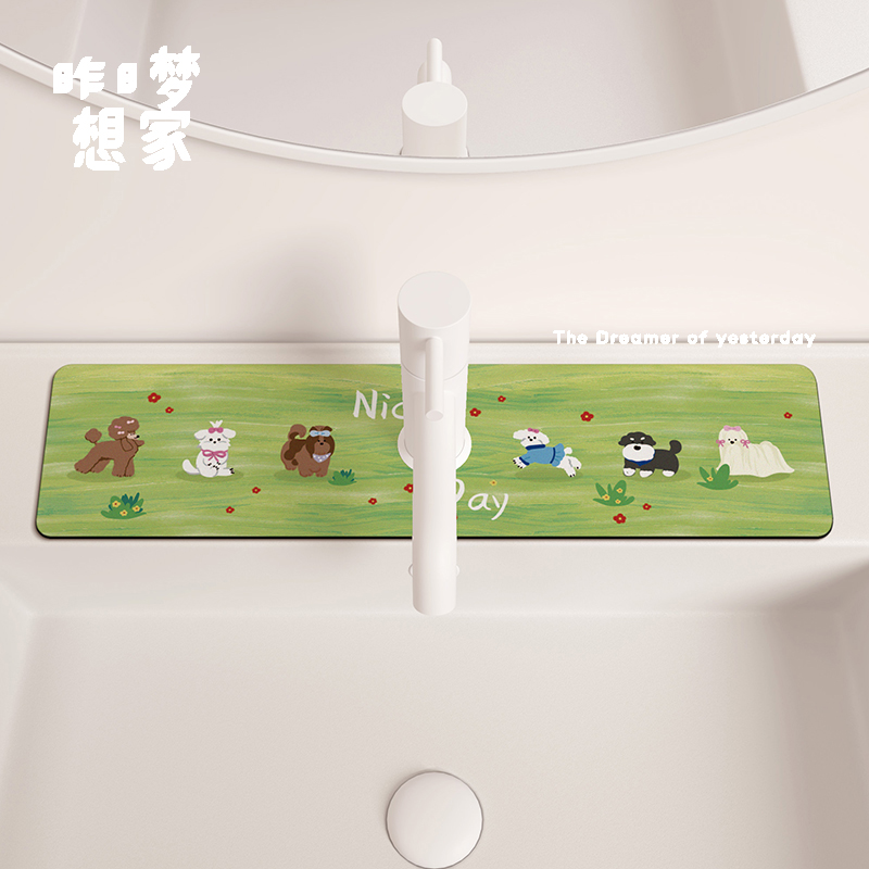 动物乐园水龙头垫厨房水池沥水垫卡通可爱吸水餐垫咖啡机吧台垫子