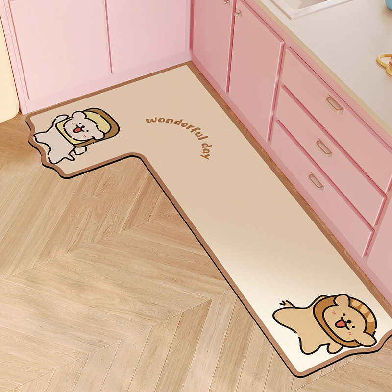 卡通小狗厨房地垫L形吸水耐脏防滑脚垫家用厨房拐角吸油防污垫子,居家布艺,厨房地垫,淘宝优惠券,粉丝福利购,淘宝优惠卷