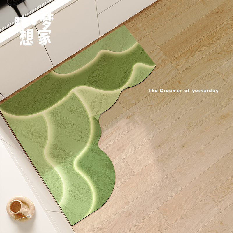 北欧风简约家用厨房防滑拐角垫子吸油污地垫L型吸水耐脏水池脚垫