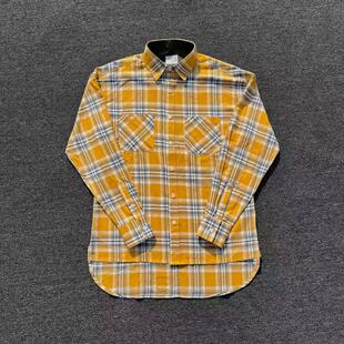 明亮叔出品4th黄格子长袖衬衫高街风格外搭叠穿打底衫比伯同款