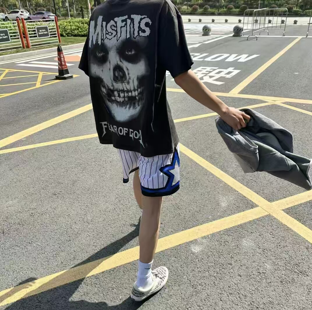 明亮叔出品高街vtg无色骷髅短袖