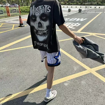 明亮叔出品高街vtg无色骷髅短袖