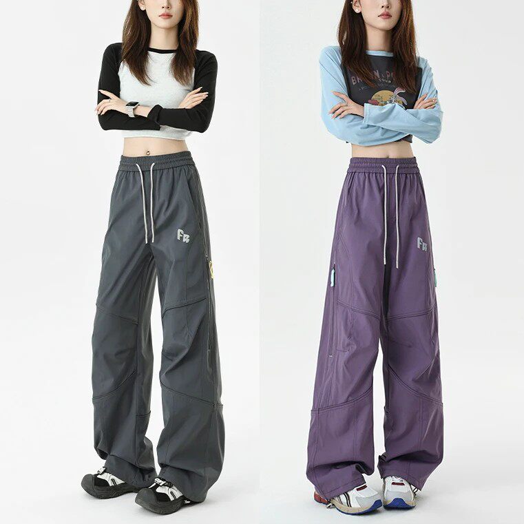 机能防风防水冲锋裤男女同款潮牌秋冬季加绒加厚宽松直筒工装裤子