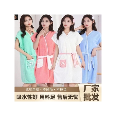 梁泰百货浴巾时尚浴裙洗澡成人系带可爱穿式学生睡袍居家柔软a49