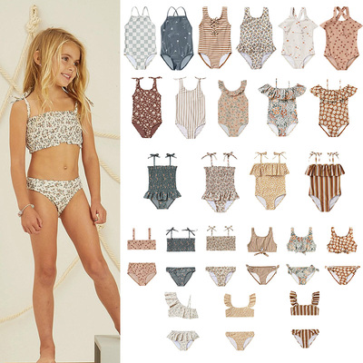 2024rylee泳衣女童宝宝碎花条纹