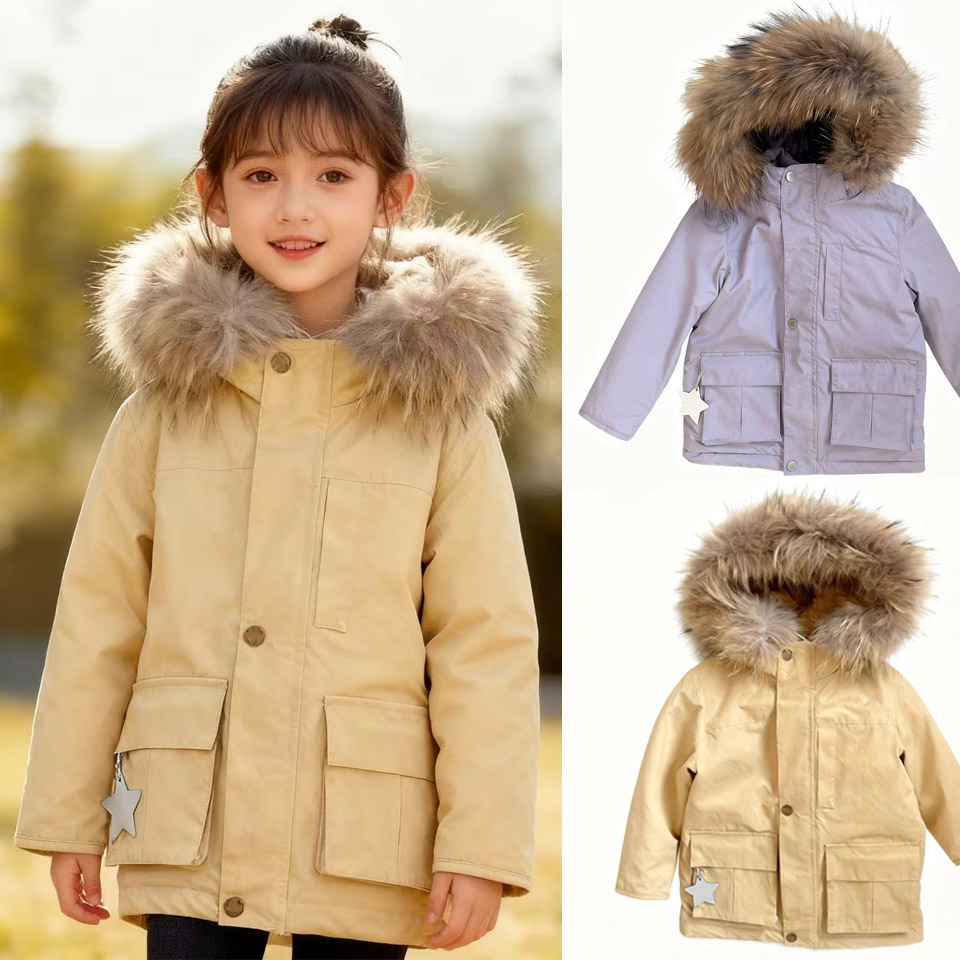 三防面料中长款加厚羽绒服男女童