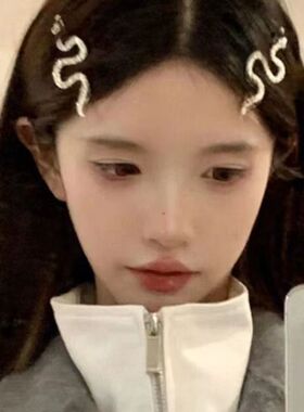暗黑风酷辣少女发饰银色蛇形发夹一字夹欧美气质刘海夹潮