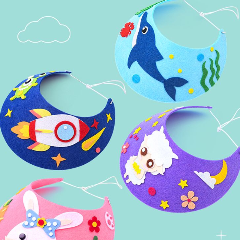 不织布遮阳帽幼儿园亲子DIY材料包太阳帽子手工粘贴画