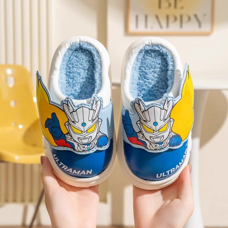 奥特曼儿童棉拖鞋男童秋冬季保暖防滑防水拖鞋小男孩宝宝居家棉拖
