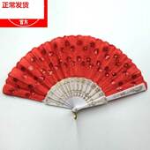 西班牙蕾丝舞蹈折扇子女士古印花边芭蕾咏春扇绿黄蓝紫