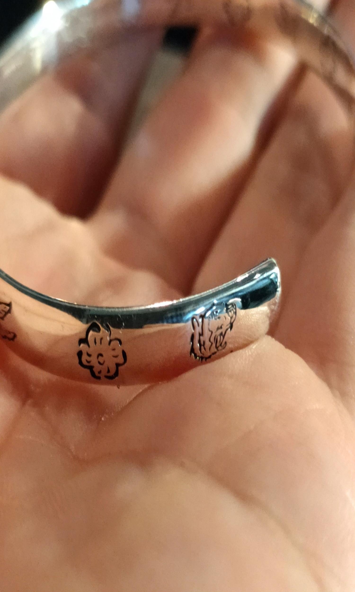 高档925纯银blind for fk love无畏的爱无畏眼心花鸟时尚情侣手镯