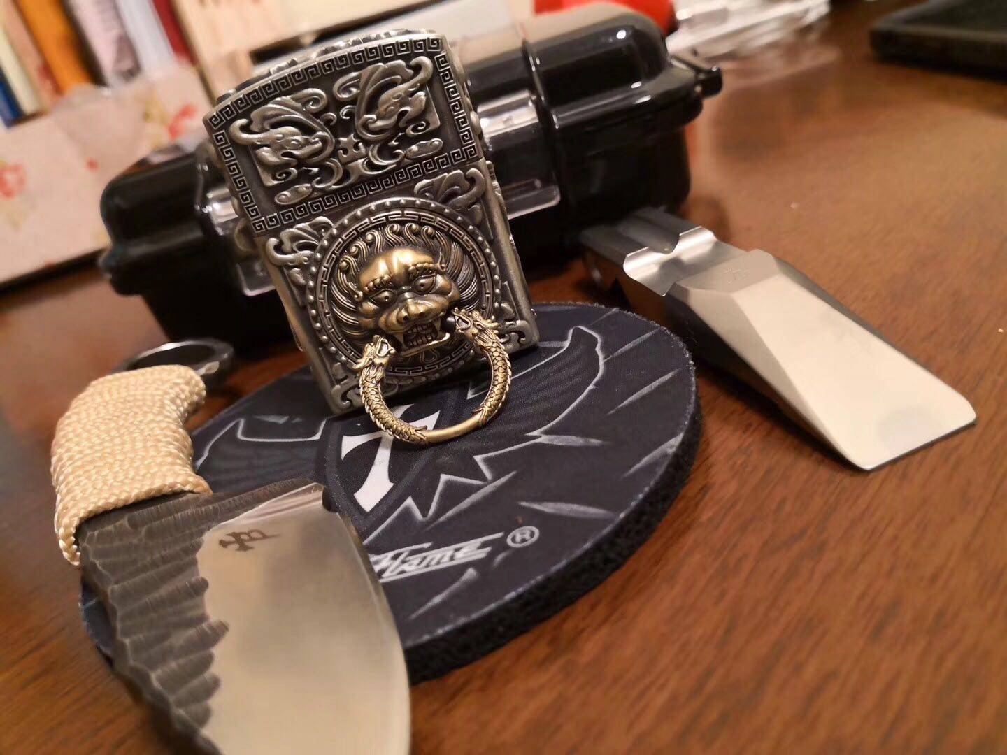 高档藏银款纯铜原创煤油打火机中国风灵兽灵狮九宫八卦玄阴四象抖