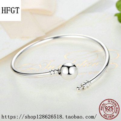 环镯光串基手珠面面珠纯银欧美高串圆手档光头扣础s925hfgt流行