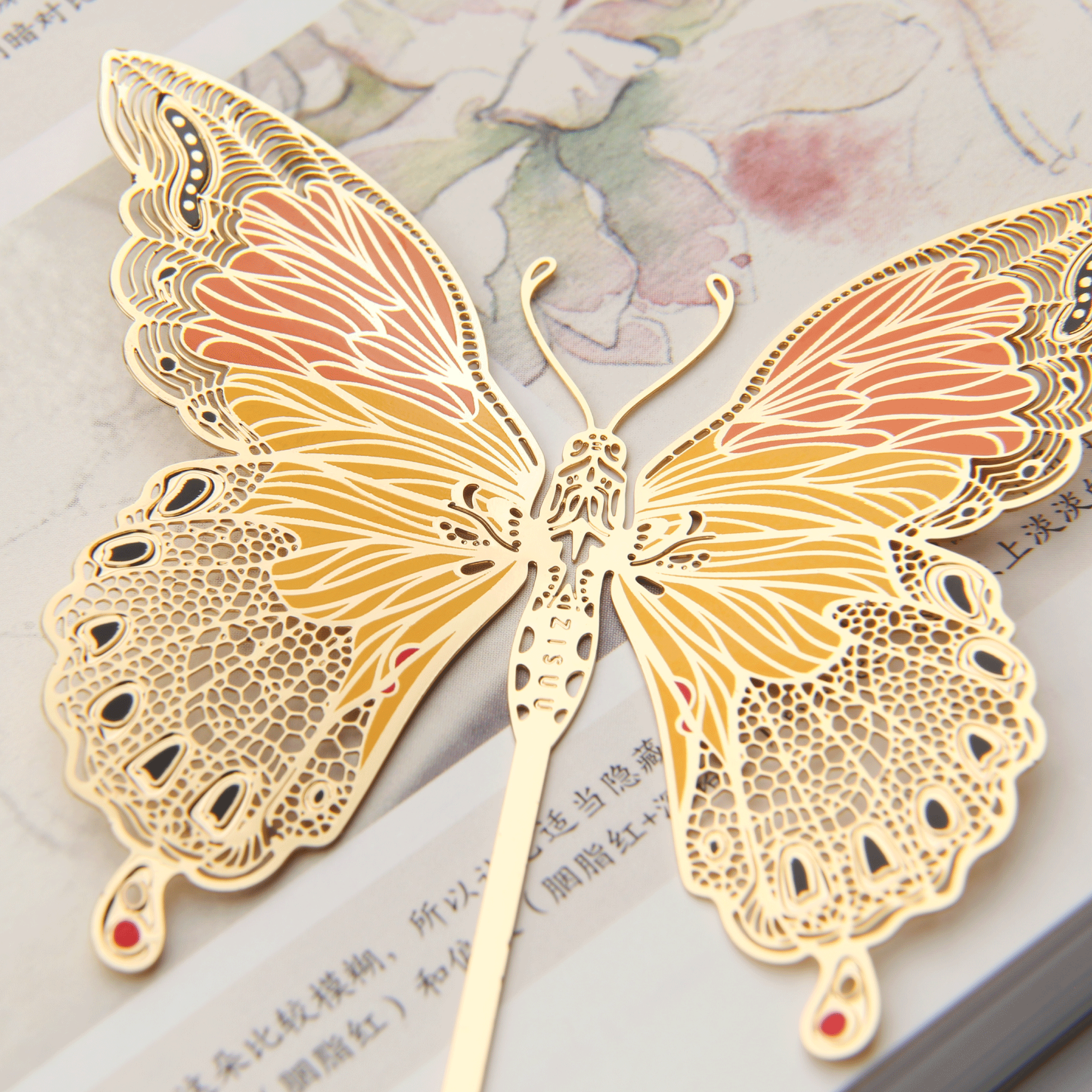 蝴蝶 立体创意书签 金属黄铜质动植物昆虫花卉脉络精致艺术礼品