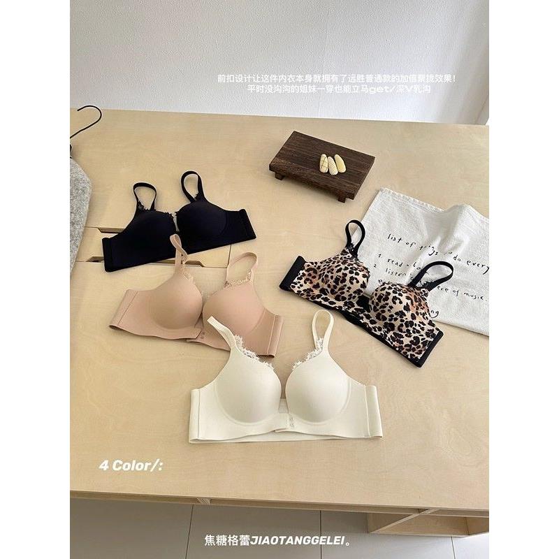 前扣豹纹性感深V内衣女小