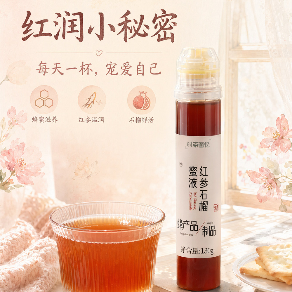 红参石榴蜜液冲饮泡水喝的饮品长白山人参蜜液