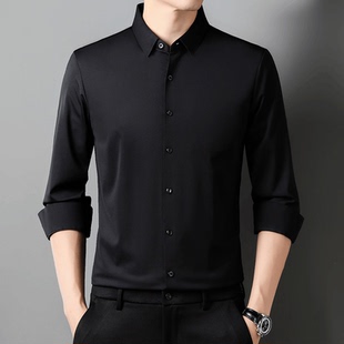 新款 衬衣商务休闲男装 长袖 男韩版 桑蚕丝百搭潮流寸衣服 衬衫 春秋季