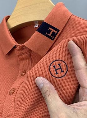 2024纯棉男士长袖爸爸装中年T恤宽松大码POLO衫春夏季新款男上衣