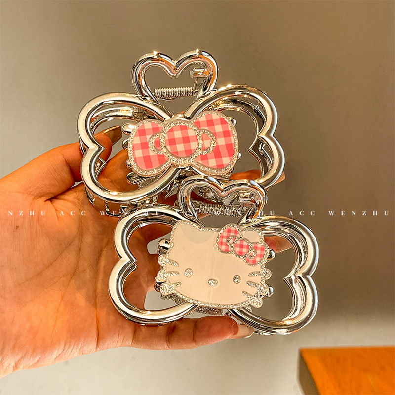 可爱KT猫咪蝴蝶结抓夹发饰