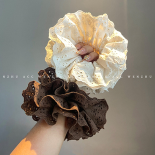 蕾丝花边大肠发圈女2026新款丸子头发绳高级感绑头发头花发饰