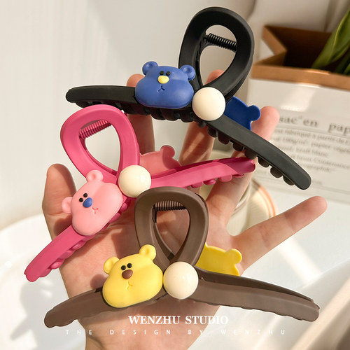 抓夹日韩高级感小熊鲨鱼夹