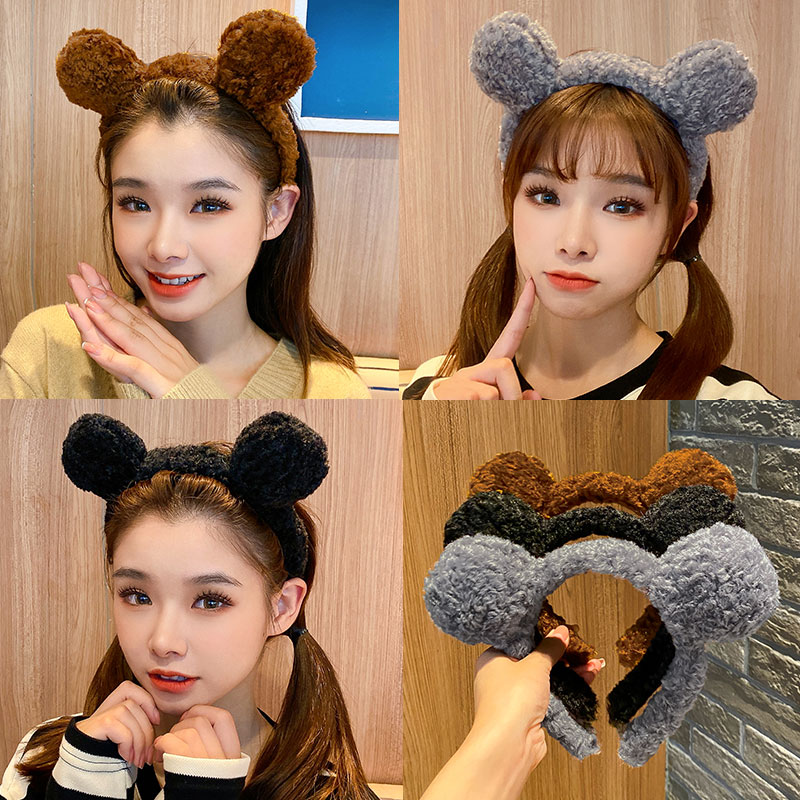 立体熊耳朵羊驼毛发箍