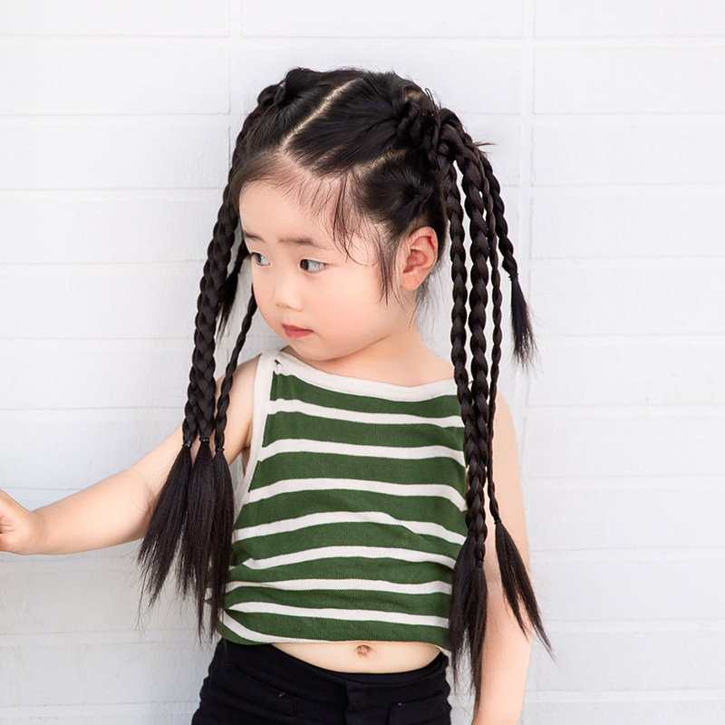 儿童脏辫发绳甜酷女孩假发辫子女童自然麻花辫女双马尾拳击辫头饰