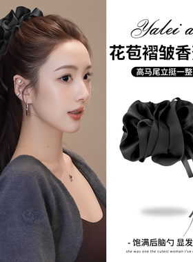 缎面花苞蝴蝶结香蕉夹竖夹女高端一字抓夹饱满后脑勺发夹马尾头饰