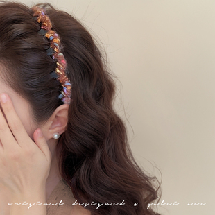 彩色毛线波浪发箍带齿防滑女款 头箍压发发卡头饰 秋冬高颅顶洗脸