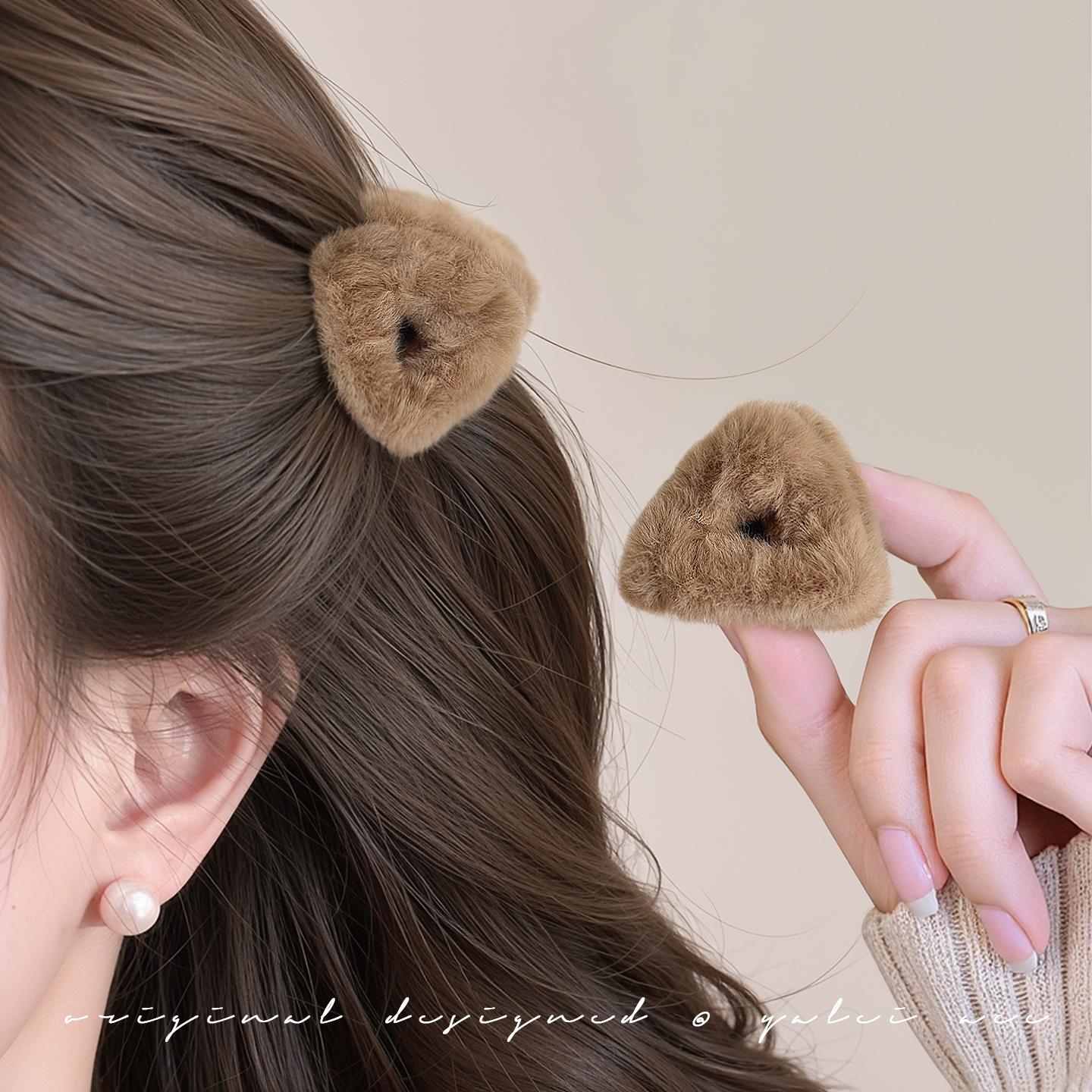 冬季毛毛刘海发夹前额小抓夹头饰