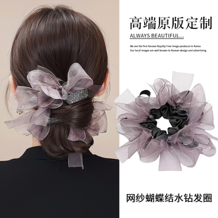 韩系网纱大肠发圈女高级感洋气时尚丸子头扎头发发绳头绳头花发饰