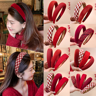 新年红色发箍女高颅顶头箍喜庆日常外戴洗脸压发发卡2026新款头饰