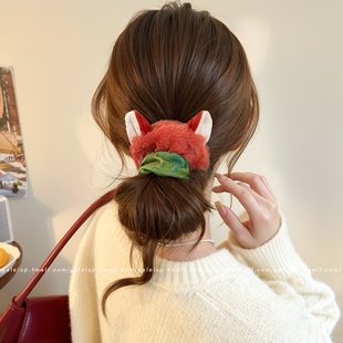 疯狂动物城朱迪尼克毛绒大肠发圈女2025新款 扎头皮筋兔耳头绳发饰
