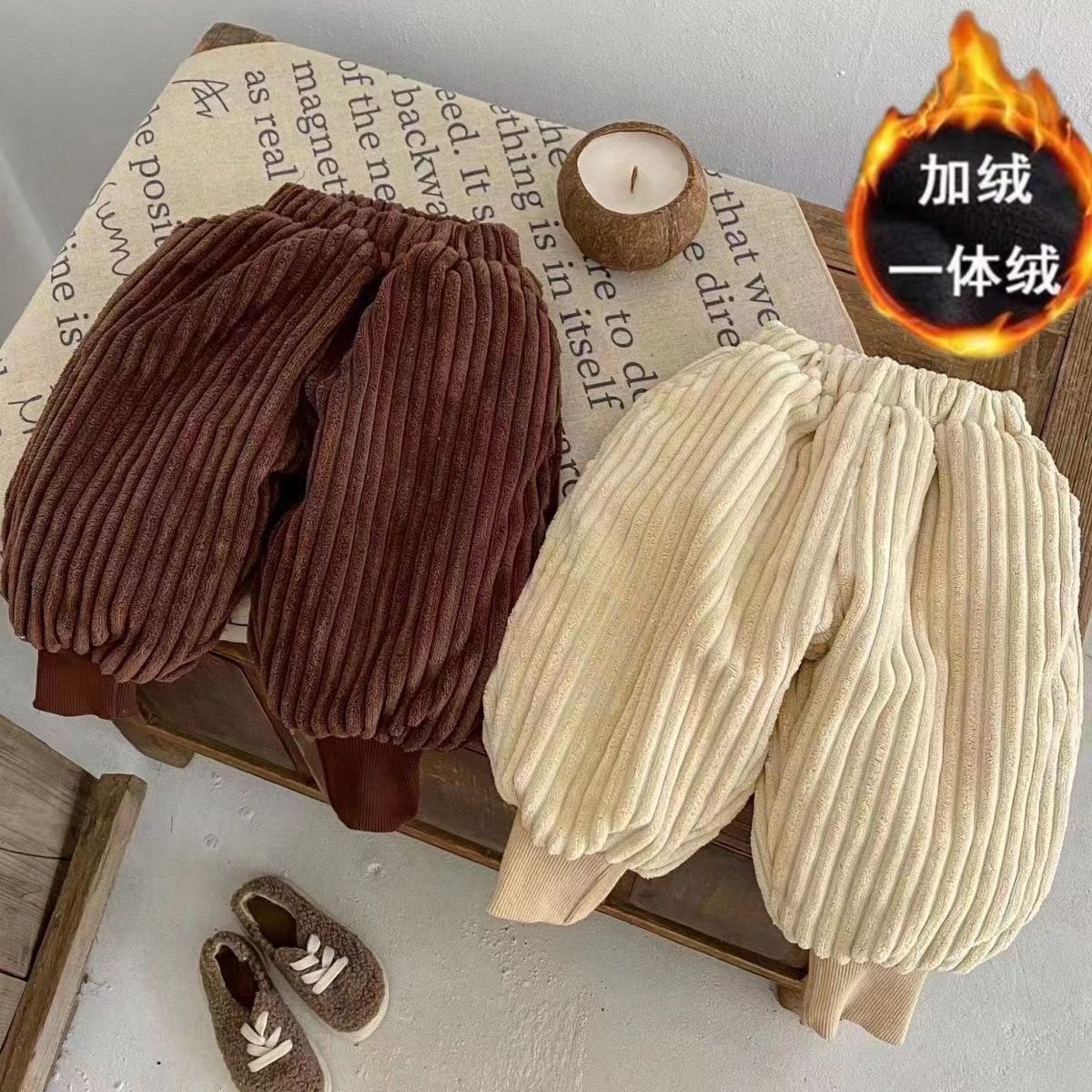 韩系儿童加绒裤子外穿冬