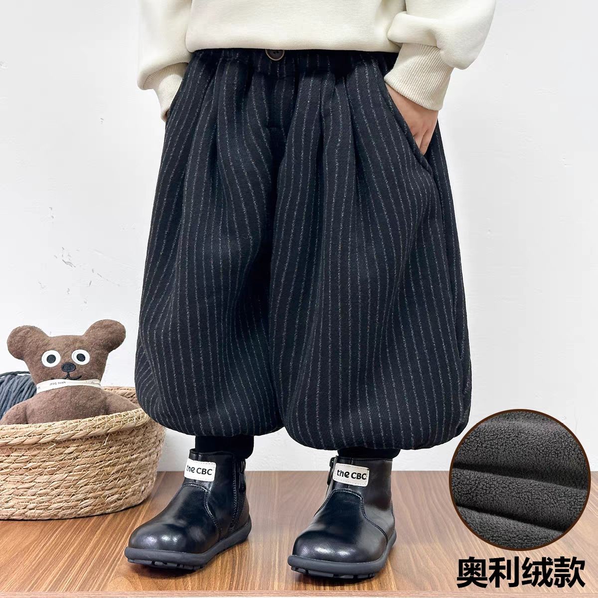 男童加绒裤子宝宝灯笼裤2