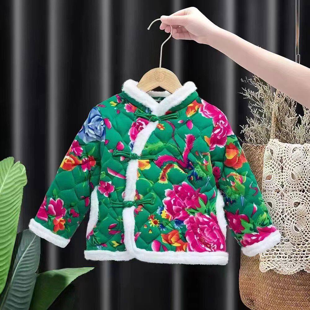 女童棉服网红大花袄秋冬