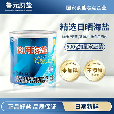 罐装细盐巴500g精选海盐餐桌盐未加碘无碘盐奶茶咖啡烘焙牛排专用