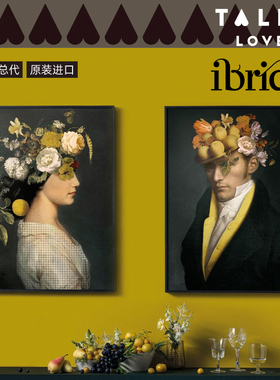 法国IBRIDE客厅玄关装饰壁画复古挂墙画情人挂画斯芬克斯猫壁画