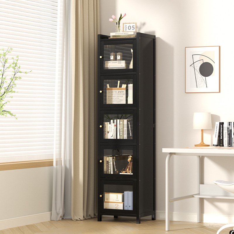 落地书柜储物柜一体靠墙收纳防尘