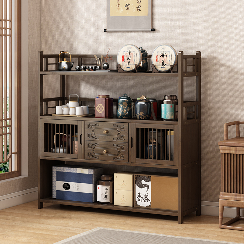 茶叶柜办公室置物架展示柜新中式