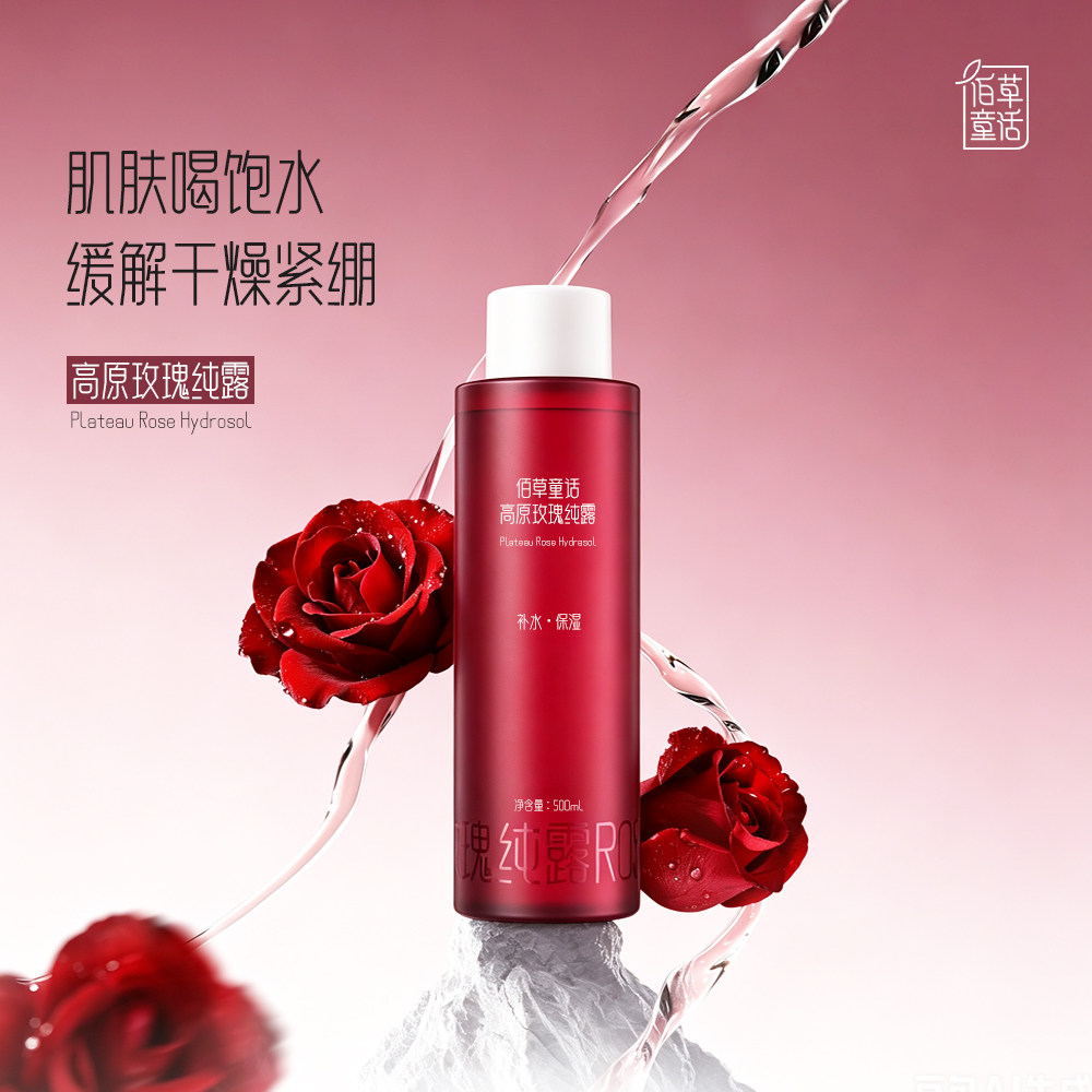 云南高原玫瑰精油纯露湿敷补水保湿爽肤水大容量玫瑰原液500ml