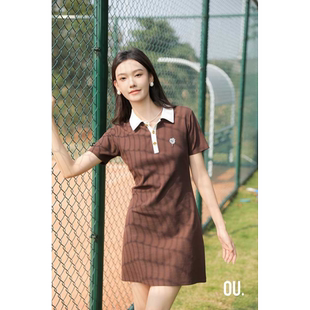 OU./欧点短袖合身撞色Polo领短款运动感连衣裙1122520135
