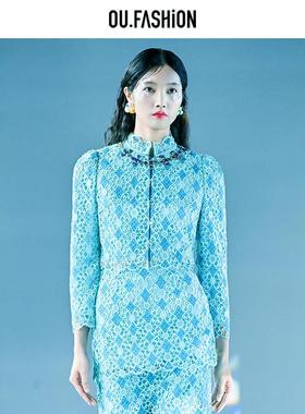 【商场同款】OU./欧点水溶蕾丝外套长袖上衣1072340600
