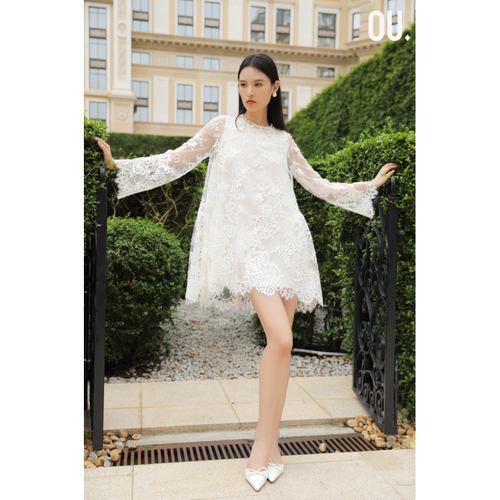 欧点精美蕾丝A摆连衣裙吊带裙