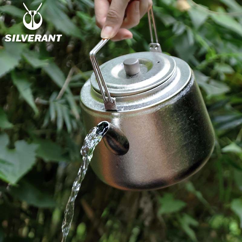 SILVERANT/银蚁纯钛烧水壶轻量户外露营野营便携烧茶壶野外煮水壶
