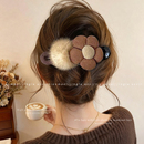 咖色花朵鸭嘴夹发夹女2025新款 高端发卡一字抓夹后脑勺鲨鱼夹头饰