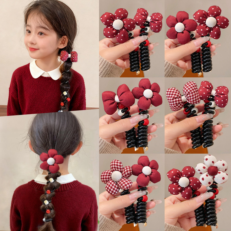 新年红色泡泡辫头绳2025新款儿童编发神器女童电话线发圈发绳头饰,饰品/流行首饰/时尚饰品新,发饰,淘宝优惠券,粉丝福利购,淘宝优惠卷