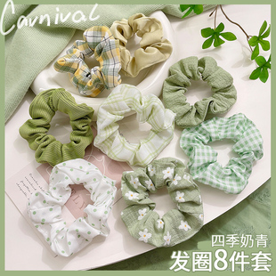 薄荷曼波绿森系大肠发圈女扎头皮筋发饰2025新款 头绳绿色发绳头饰