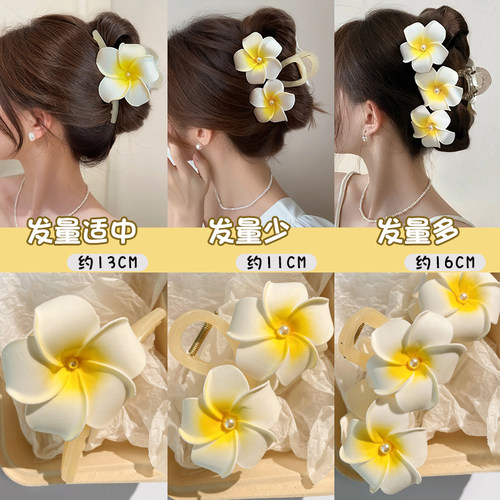 氛围感夏天大号盘发鸡蛋花抓夹